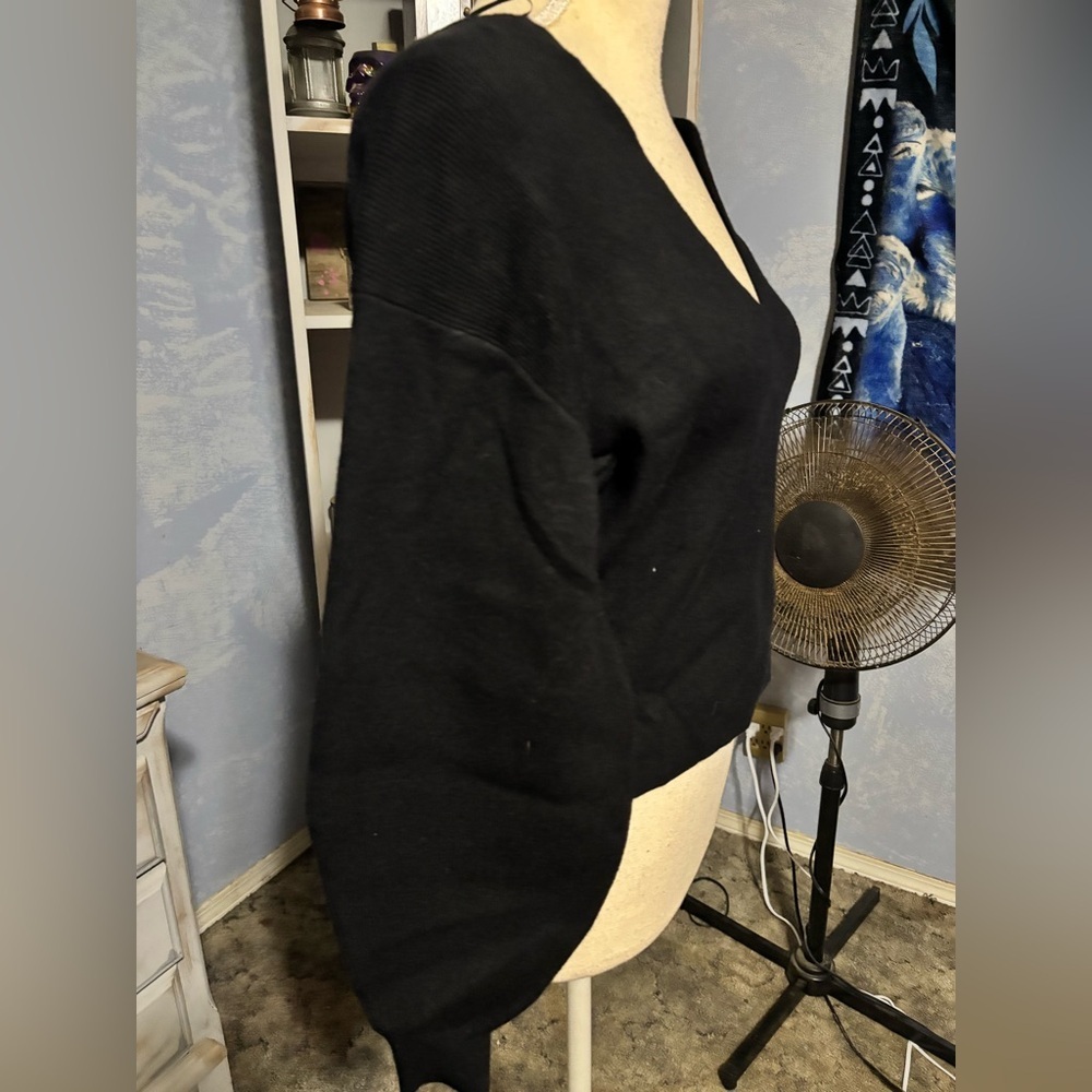 Dynamite Black V-Neck Sweater balloon sleeve xs - Picture 7 of 12